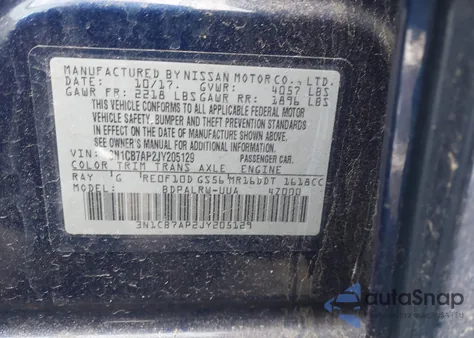 2018 Nissan Sentra Sr Turbo z USA, uszkodzony, nr VIN 3N1CB7AP2JY205129